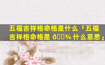 五福吉祥格命格是什么「五福吉祥格命格是 🌾 什么意思」